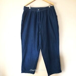 Woman Within Blue Denim Straight Leg Pull-on Jeans Plus Size 22W Petite NWOT